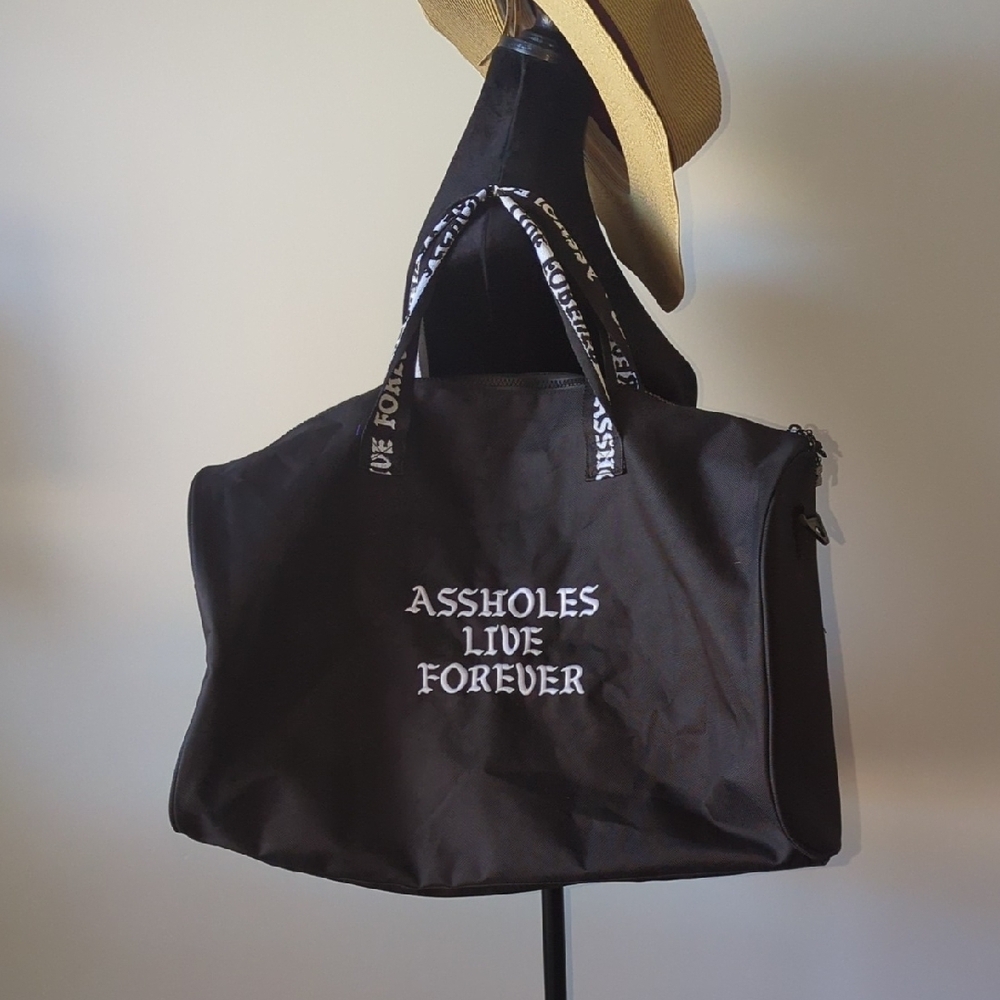 Black Duffel Bag with White Print - Picture 3 of 7
